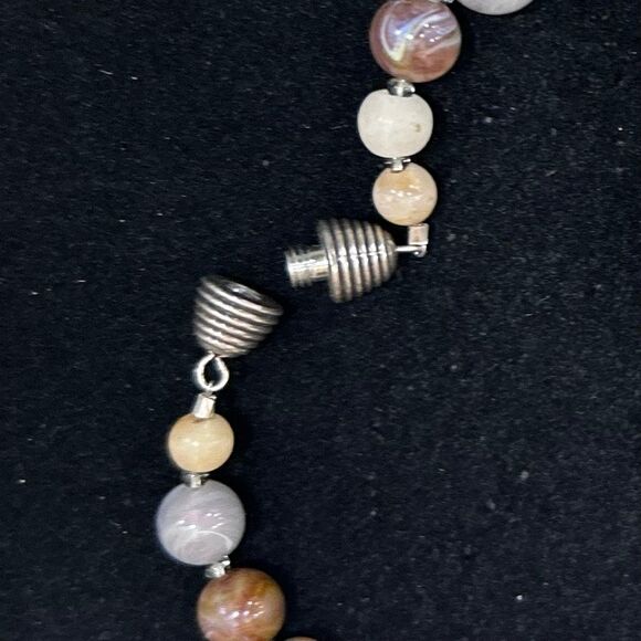 Gorgeous 25” Bead Necklace Jewelry Earth Tone Round Graduated Natural Stone - Picture 7 of 8
